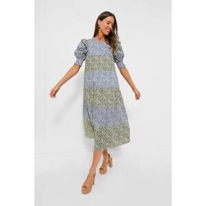 Tuckernuck HYACINTH HOUSE Green & Blue Floral Barton Midi Dress XS New